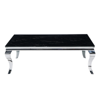 Table basse latérale Design noir Salon moderne Rectangle personnalisé en fibre de verre ruban Table basse en acier inoxydable