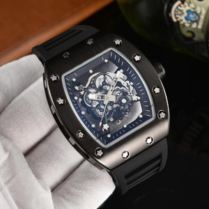 Reloj de Cuarzo Richards, el Más Vendido, con Esfera Esqueletizada en Forma de Barril de Aleación de 43 mm, Correa de Acrílico y Pantalla con Agujas para Hombre - Product Image 2