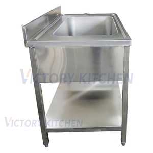 Évier simple VICTORY KITCHEN en acier inoxydable 201 de haute qualité, 1,0 mm, capacité 10 L, 120*70*90, pieds carrés argentés, pour cuisine - Product Image 3