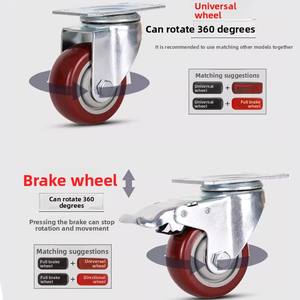 <span class=keywords><strong>Roue</strong></span> universelle en polyuréthane, 3 pouces, 4 pouces, 5 pouces, moyenne, double <span class=keywords><strong>axe</strong></span>, <span class=keywords><strong>avec</strong></span> frein, pour chariot à main - Product Image 4