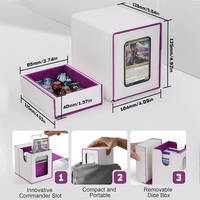 Boîte de rangement Commander avec fenêtre de visualisation, capacité de 100 cartes à double pochette, avec plateau à dés et porte-cartes magnétique 35pt