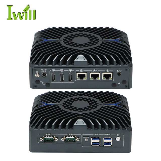 New Design Mini Pc 12th Gen I3 Embedded Industrial Control 2COM RS232 RS485 3 Lan Industrial Pc Workstation for AGV