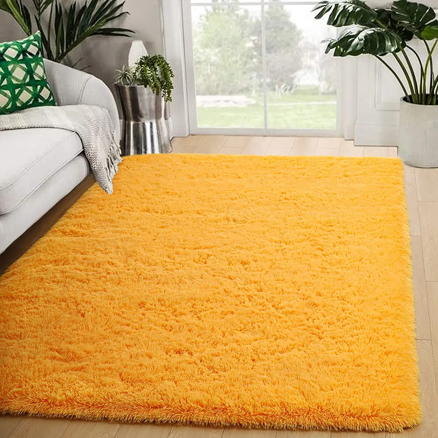 Moderne Harige Karpetten Voor Woonkamer 4 'X 5.9' Oranje Shag Tapijt Voor Slaapkamer Fluffy Soft Fuzzy tapijt