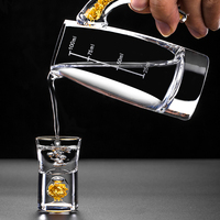 Verres à shot de vodka en cristal avec logo personnalisé, style américain, en feuille d'or 24 carats, faits à la main, coffret cadeau de 6 pièces, cadeaux d'affaires, 15 ml, agitable
