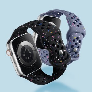 Bracelet pour iWatch avec design à trous, boucle <span class=keywords><strong>papillon</strong></span> en silicone coloré, sportif et respirant - Product Image 1