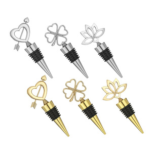 Lotus Four Leaf Clover Heart Wine <b>Stoppers</b> Zinc Alloy Sealing <b>Bottle</b> <b>Stopper</b> For Weddings Parties - Product Image 3
