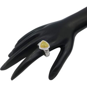 แหวนเพชร Jewelspaark 0.39 กะรัต ทรงกลม สีเหลืองแฟนซี ชุบโรเดียม เงินแท้ 925 เครื่องประดับหมั้นทันสมัยสำหรับผู้หญิง - Product Image 3