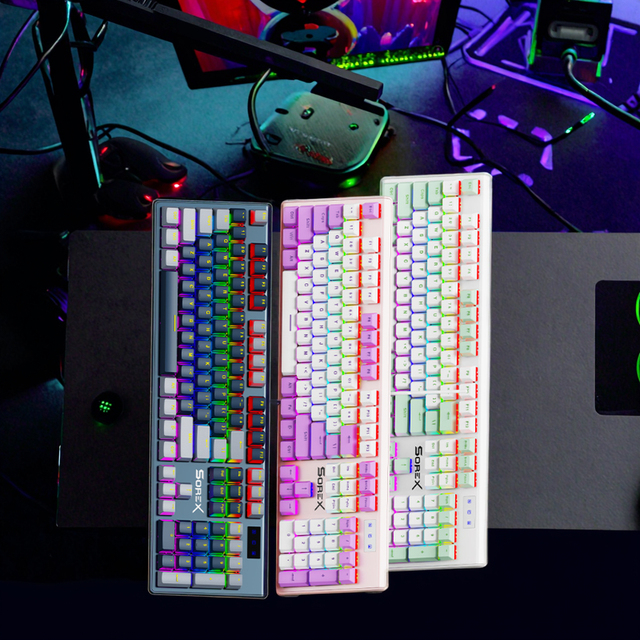 SK105 USB Removable Large Hand Rest Multi-Themed Color Gaming Keyboards ABS Two-Color Keycaps Mechanical Shaft Computer Keyboard
