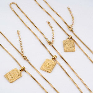 ZOGXIN Hip Hop Stainless Steel Letter Pendant Necklace For Men Gold Plated Alphabet Chain Jewelry Daily Wear Gift - Product Image 3