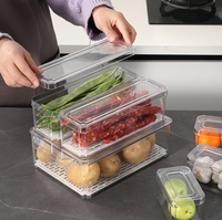 Ensemble de sept boîtes de conservation carrées transparentes pour fruits et légumes, empilables, pour réfrigérateur, pour l'exportation