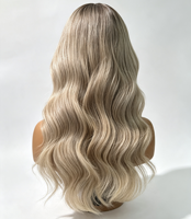 Stock d'usine, expédition rapide, perruque en cheveux humains vierges avec dentelle HD, blond ombré, ondulée bouclée, ligne de cheveux super naturelle, nœuds décolorés