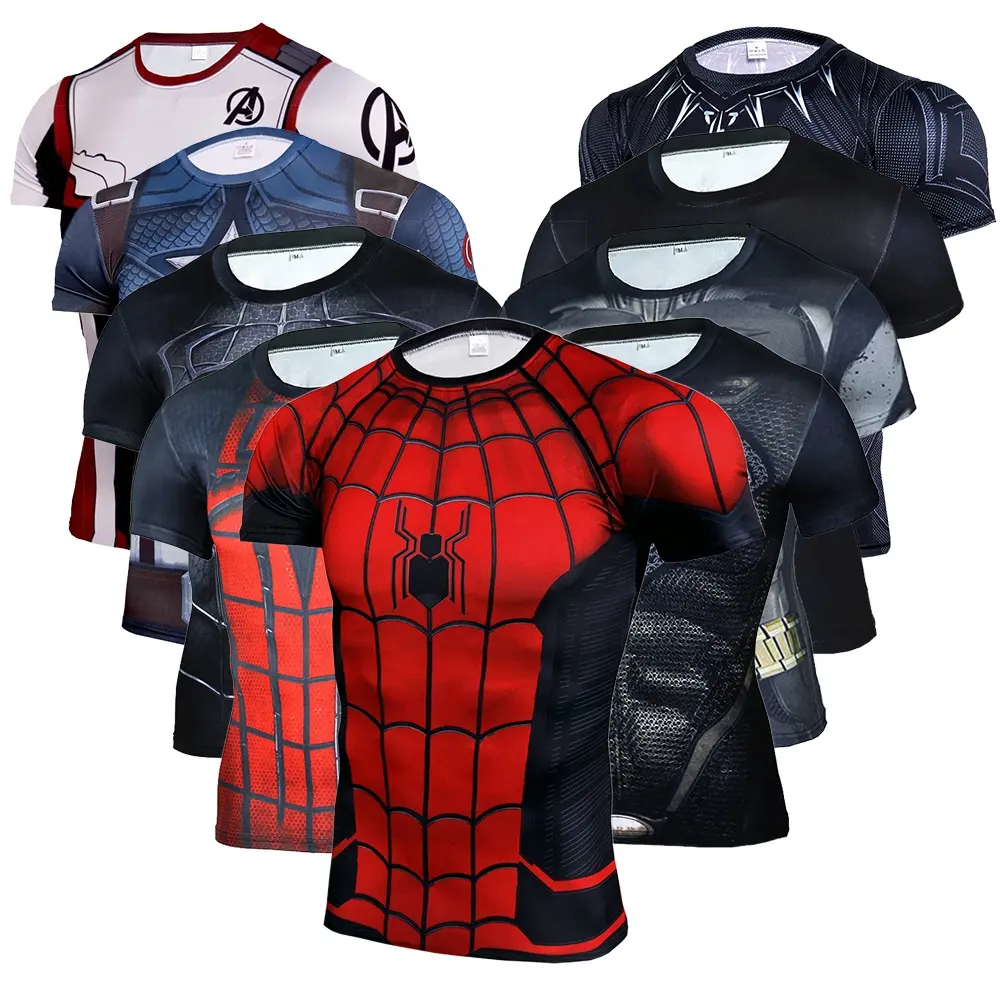 LOL panter hızlı kurutulmuş spor tayt 87% Polyester 13% Spandex yüksek elastik süt ipek Marvel T-shirt