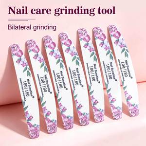 ZHI JIA Limas de Uñas de Madera de Alta Calidad, Lima de Uñas <span class=keywords><strong>Rosa</strong></span> Media Luna 100/180, Tiras de Pulido de Madera de Esmeril - Product Image 1