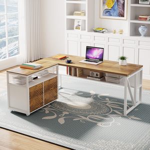 SENYU Modern <b>Wooden</b> <b>Filing</b> <b>Cabinet</b> with 2 Drawers and Open Shelves for Home Office Storage - Product Image 6