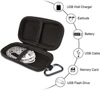 Portable double fermeture éclair EVA coque dure mousqueton en métal sac de transport de protection pour lecteurs MP3 mémoire de câble USB