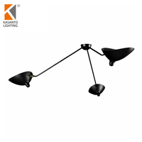 Style nordique Serge Mouille 2 bras lustre lampe plafonnier de taille moyenne avec 2 têtes