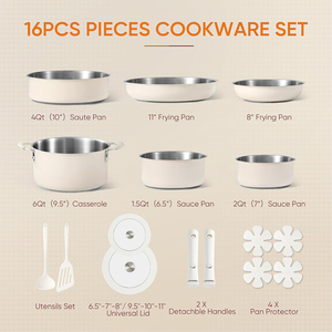 Ensemble de casseroles en acier inoxydable de haute qualité à 3 couches avec couvercles en verre, adaptées aux cuisinières à gaz et à induction, en acier inoxydable triple couche - Product Image 2