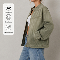 Chaqueta vaquera personalizada para mujer, color verde, manga larga, para pedidos al por mayor