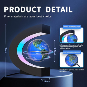 Lampada a Levitazione Magnetica con Globo LED Stampato HD da 3 Pollici per il Mercato Francese, Esposizione in Boutique e Gallerie con Adattatore AC - Product Image 2