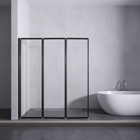 Cabine de douche à montage facile avec cadre en alliage d'aluminium et verre revêtu, installation DIY facile pour salle de bain, paroi de douche noire