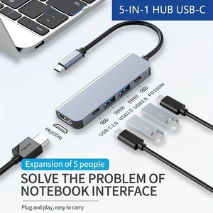 Base de Conexión USB 3.0 <span class=keywords><strong>5</strong></span> en 1 con Aleación de Aluminio, Transferencia de Datos de Alta Velocidad, Soporte para Tarjetas SD, Compatible con Laptops, 4K - Product Image 3