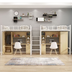 <span class=keywords><strong>Cama</strong></span> Literá Moderna de Acero y Madera con <span class=keywords><strong>Escritorio</strong></span> y Silla para Dormitorio de Apartamento Universitario, Fábrica de Foshan - Product Image 1