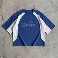 Farbblock-Paneled 250GSM Schwergewichts-T-Shirt mit Kontrast-Schnitt und -Nähten, Boxy Fit, Drop-Shoulder, Individuelles Logo, Streetwear Blanko-T-Shirt