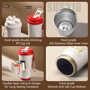 Gobelet de voyage en acier inoxydable à double paroi avec logo personnalisé, couvercle, sangle, réutilisable, performance thermique de 6 à 12 heures - Product Image 5