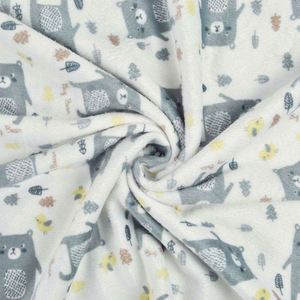 Couverture bébé en polaire 100% polyester ultra douce avec imprimé personnalisé pour enfants garçons et filles, motif ours gris 3D, pompon en vison et pois Minky - Product Image 3