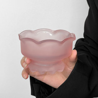 Coupe à dessert en verre rose en forme de tige de fleur pour crème glacée, pouding, yaourt et bol de petit-déjeuner esthétique pour céréales