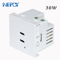 Module de prise de charge rapide USB NPECI 45x45mm Type C et C XJY-USB-B17P-3-3CC Charge rapide PD Prise USB