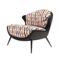 Fauteuil lounge contemporain en velours brodé de designer italien pour salon et hôtel, fauteuil d'appoint moderne