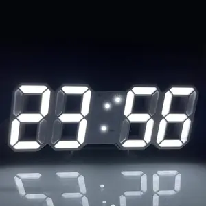 3d Led Table Wall Clock Digital Timer Nightlight Watch Alarm Clock For Warehouse Office Living Room 12/24h Brightness Adjustable