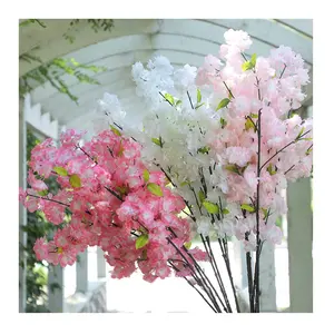 Pink Blossom Artificial Flower Simulation Flower Artificial Cherry Blossom Tree Stems Faux Cherry Flowers for Wedding Home Decor