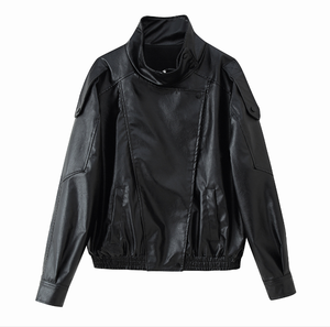 Chaquetas de Cuero Elegantes de Primavera 2026, Diseño Corto Tipo Cortavientos, Chaquetas de Cuero PU, <span class=keywords><strong>Chaqueta</strong></span> de Moda para Mujer - Product Image 3