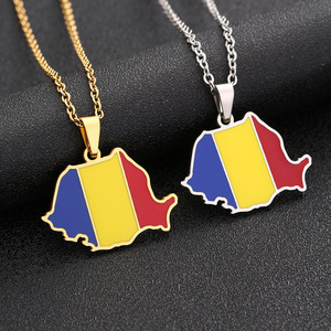 Bijoux à la mode pour femmes, collier en or émaillé avec drapeau de la <span class=keywords><strong>roumanie</strong></span> - Product Image 3