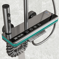 Système de douche thermostatique gris anthracite à touches piano, ensemble de douche apparent contemporain, mitigeur en laiton pour salle de bain