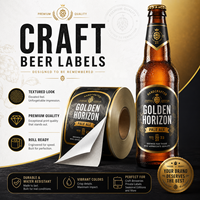 Étiquette de bouteille de bière personnalisée à prix d'usine, autocollant en vinyle résistant à l'eau pour seau à glace, 1 pièce MOQ