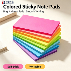 Blocs-notes autocollants colorés SK, blocs-notes adhésifs inscriptibles, couleurs vives pour le bureau et l'école - Product Image 1