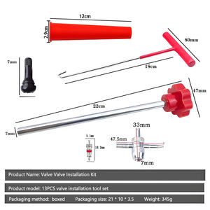 Kit d'outils pour valves TR413 (3/7/13/22/30 pièces), kit de réparation de tiges de valve de pneu avec outil d'installation et de démontage de valve, jauge et rallonges - Product Image 6