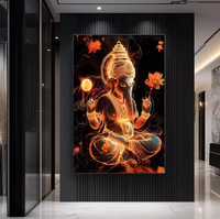 Vente en gros de statues de Ganesha et de Bouddha de haute qualité, peinture imprimée sur porcelaine de cristal pour la décoration de la maison, décoration religieuse moderne, art mural