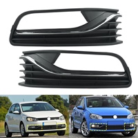 OEM-Style Linke & Rechte Vordere Stoßstangen-Nebelscheinwerferabdeckung Grillblende Unterer Kühlergrill mit Chrom-Zierleiste für VW Polo 6R 2014-2017