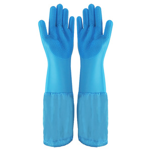 Gants de toilettage pour animaux de compagnie en silicone, double face, épaissis, longs, pour l'hiver, anti-rayures, pour le bain et le massage des chats et des chiens - Product Image 1