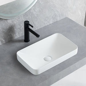 Vasque de salle de bain rectangulaire en céramique blanche haut de gamme, directement de l'usine, sans robinet inclus - Product Image 2