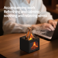 Diffuseur d'arômes ultrasonique à effet de feu de camp domestique, humidificateur d'air à 7 couleurs avec lumière de flamme et brume fine