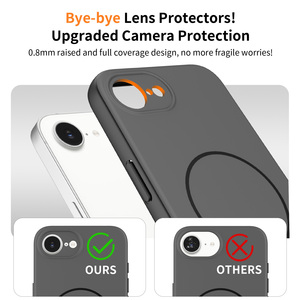 Étui de luxe magnétique antichoc pour iPhone 17e, sensation peau, protection précise des objectifs, <span class=keywords><strong>noir</strong></span>/gris - Product Image 3