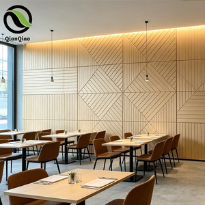 QIANQIAO Art mural décoratif personnalisé pour l'intérieur, grille géométrique sculptée CNC, panneau acoustique en PET, carreaux texturés pour le traitement du son - Product Image 3