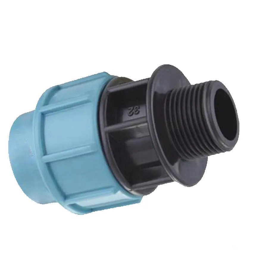 De alta calidad de agua accesorios de compresión PP accesorios de compresión para el riego de rosca macho adaptador de acoplamiento