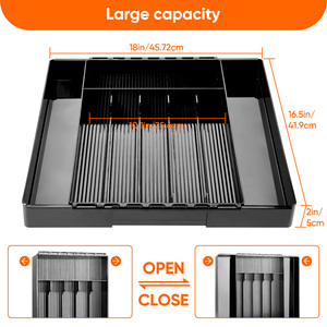 Organisateur de tiroir extensible réglable en acier inoxydable, qualité alimentaire sans BPA, rangement multifonctionnel pour ustensiles de cuisine - Product Image 6