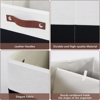 Bacs de rangement pliables en tissu de 13 pouces avec poignées en cuir végétalien Paniers de rangement en cube robustes pour étagères, placard, pépinière